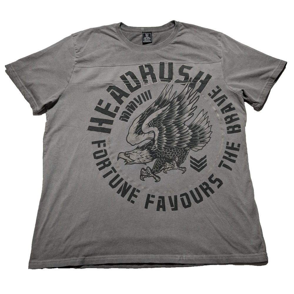 HEADRUSH FORTUNE FAVORS THE BRAVE x FEAR NONE - Men 2XL Gray‎ T-Shirt